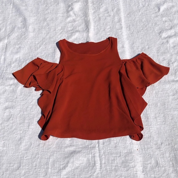 ZARA***Small Orange Cold Shoulder Top!!! - Picture 2 of 7